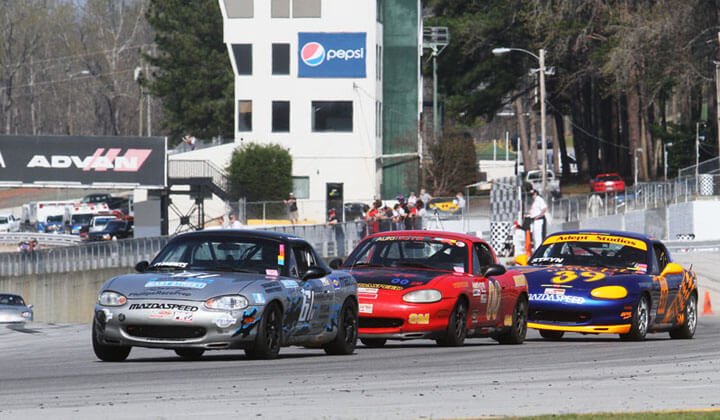 Blake Clements leads Cliff Brown and Danny Steyn at the Road Atlanta Nationals